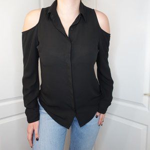 Express Black Blouse Cold Shoulder Shirt